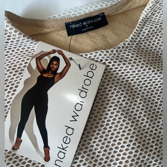 SOLD !! Naked Wardrobe Caught Up Mesh Long sleeve white Dress - Medium - Picture 10 of 10